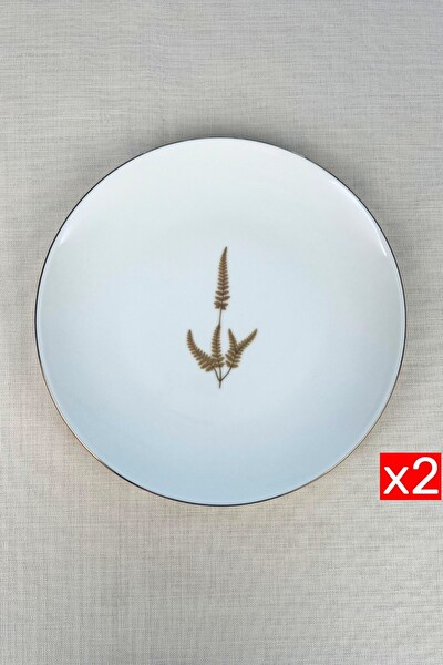 Tabak Evi Porselen Natura Marinum Altın Yaldız Servis Tabağı 24.50 CM 2'li