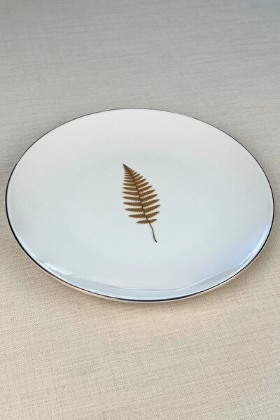 Tabak Evi Porselen Natura Fern Altın Yaldız Servis Tabağı 24.50 CM 2'li