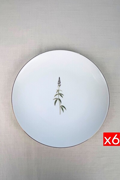 Tabak Evi Porselen Natura Salkım Altın Yaldız Servis Tabağı 24.5 CM 6'lı