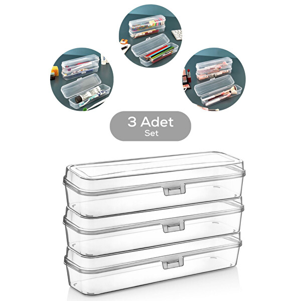 Mithra Life 3 Adet Diş Fırçası Aksesuar Makyaj Seyahat Şeffaf Plastik Saklama Kutusu MIT1238