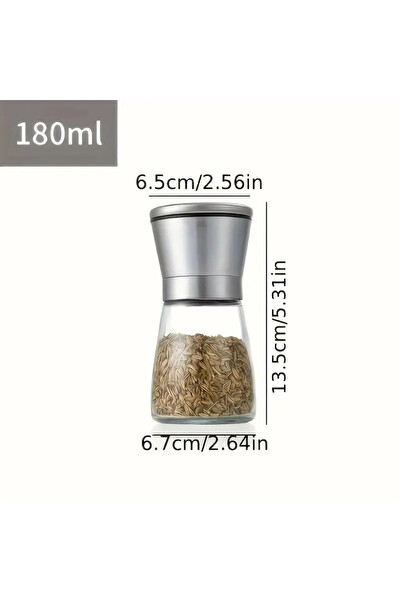Mithra Life 2'li Set Metal Krom Kapaklı Cam Tuz Karabiber Değirmeni Tuzluk Biberlik MIT1244