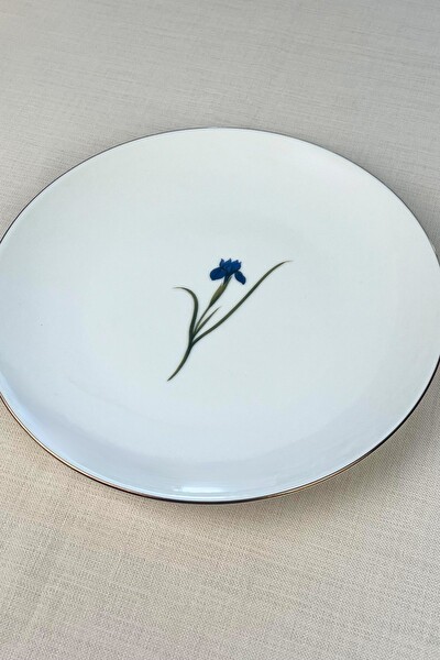 Tabak Evi Porselen Natura İris Altın Yaldız Servis Tabağı 24.50 CM 4'lü