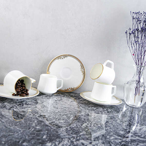 Evaliza Versailles Gold 6 Kişilik Kahve Fincan Takımı 80 ML