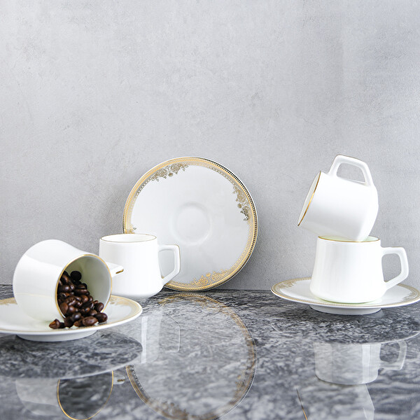 Evaliza Versailles Gold 6 Kişilik Kahve Fincan Takımı 80 ML