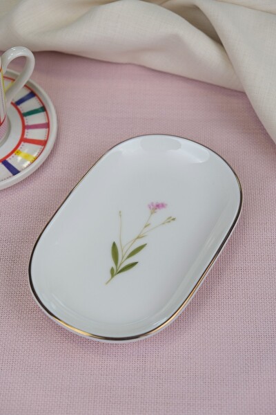Tabak Evi Porselen Natura Çuha Altın Yaldızlı Oval Kayık Tabak 18x11x2.50 CM Tekli
