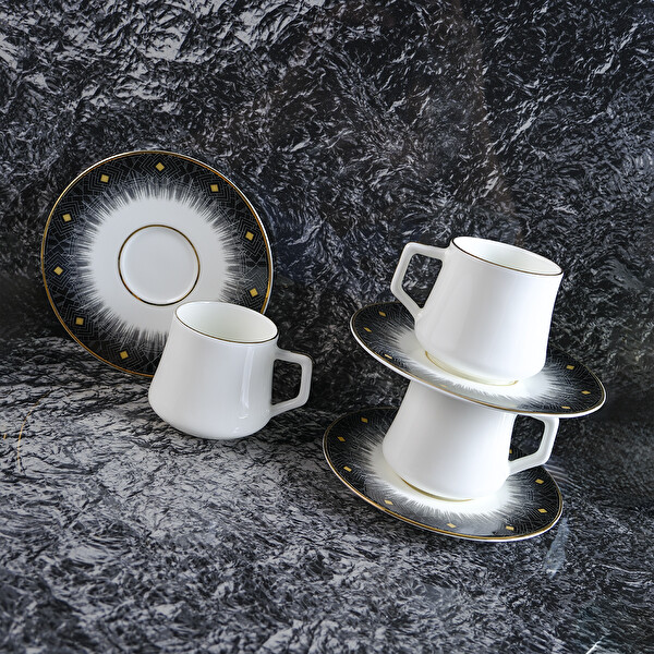 Evaliza Diamond Double 6 Kişilik Kahve Fincan Takımı 130 ML