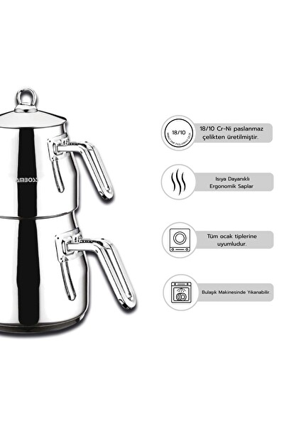 Amboss Steelmax 4 Parça Paslanmaz Çelik Çaydanlık