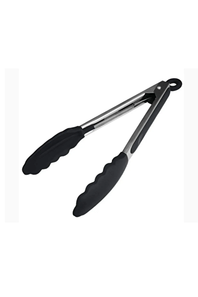 Kitchen Design Lab Paslanmaz Çelik Hamur Kesme Ruleti Büyük Boy Antrasit Siyah Silikon Uçlu Metal Maşa