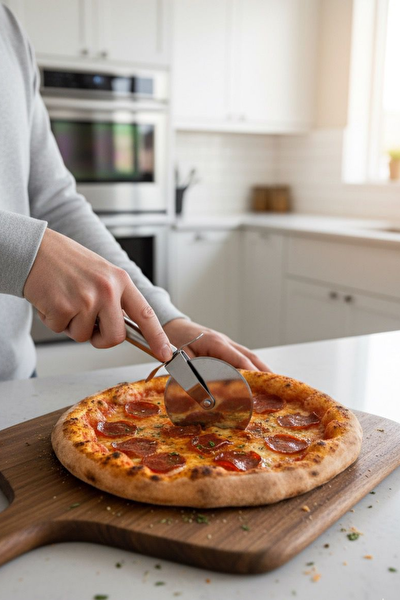 Kitchen Design Lab Paslanmaz Çelik Hamur Kesme Ruleti Büyük Boy Antrasit Siyah Silikon Uçlu Metal Maşa