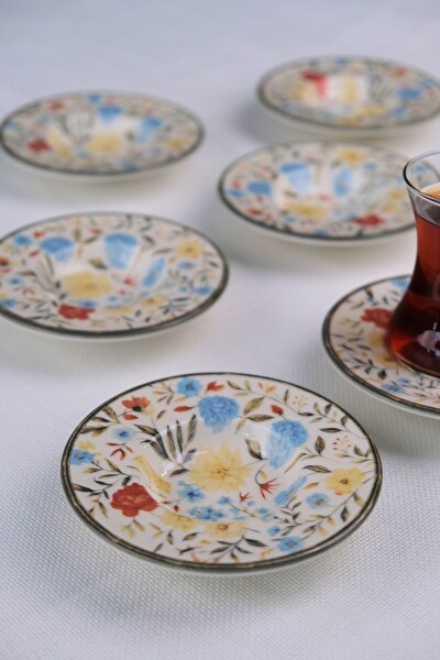 Tabak Evi Porselen Fiori 6 Kişilik Pasta Takımı 20cm ve Çay Tabak Takımı 12 CM