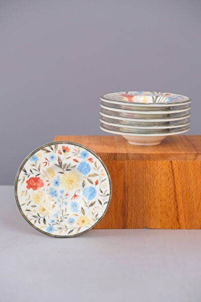 Tabak Evi Porselen Fiori 6 Kişilik Pasta Takımı 20cm ve Çay Tabak Takımı 12 CM
