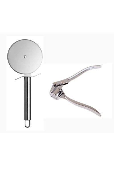 Kitchen Design Lab Paslanmaz Çelik Hamur Kesme Ruleti Büyük Boy ve Paslanmaz Çelik Pratik Sarımsak Ezeceği