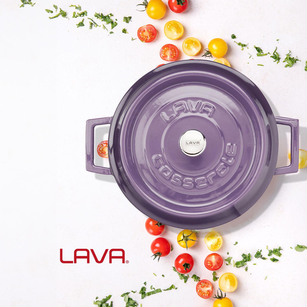 Lava Döküm Çok Amaçlı Yayvan Tencere Trendy Serisi Mor 28 CM