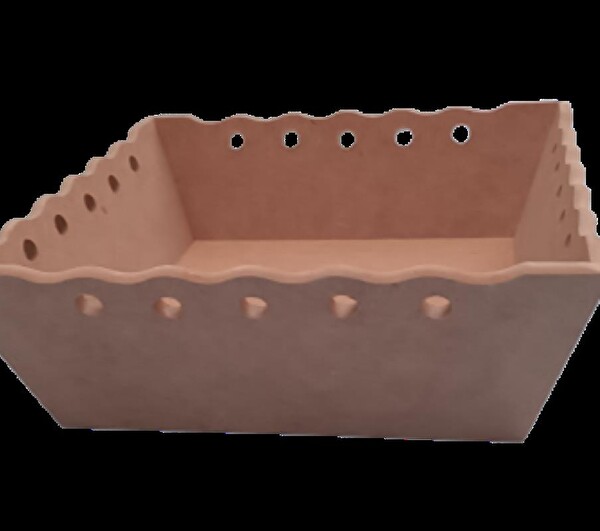 Bengi Ticaret Hobi 90058 Dekoratif Model Ekmek Sepeti Dalga Kenar Oyma Ham Mdf Ahşap El Yapımı