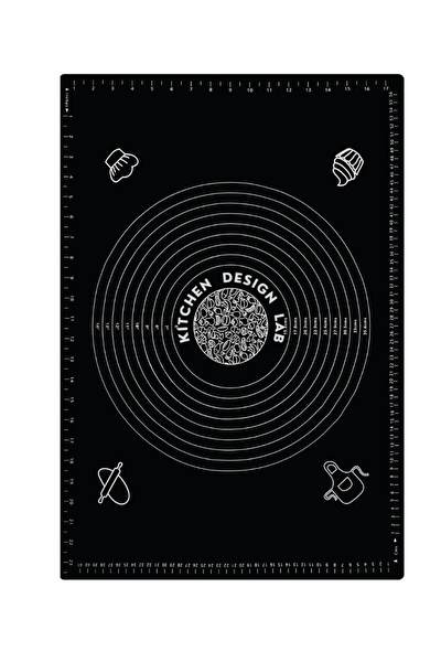 Kitchen Design Lab Silikon Ölçülü Hamur Açma Matı 45x65 CM ve Çelik Hamur Kesme Spatulası Seti