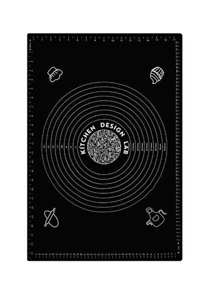 Kitchen Design Lab 1. Sınıf Isıya Dayanıklı Hamur Pişirme Altlığı Ve Ölçülü Hamur Açma Matı 45 x 65 CM Siyah