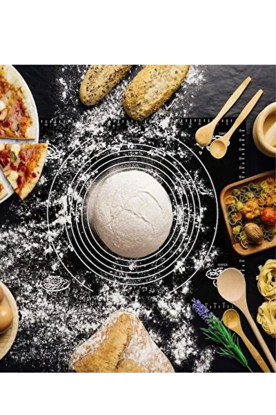 Kitchen Design Lab 1. Sınıf Isıya Dayanıklı Hamur Pişirme Altlığı Ve Ölçülü Hamur Açma Matı 45 x 65 CM Siyah