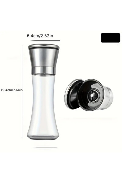 Mithra Life 2 li Büyük Boy Metal Krom Kapaklı Cam Tuz Karabiber Değirmeni Tuzluk Biberlik MIT1245