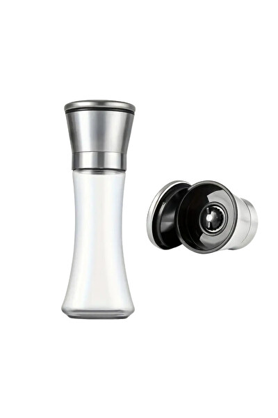 Mithra Life 2 li Büyük Boy Metal Krom Kapaklı Cam Tuz Karabiber Değirmeni Tuzluk Biberlik MIT1245