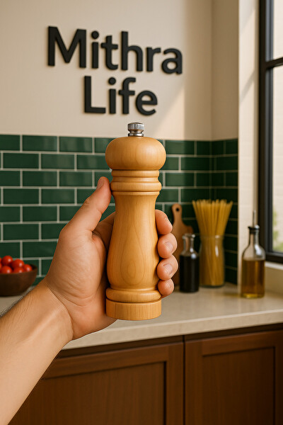 Mithra Life MIT1248 2'li Orta Boy Bambu Gövdeli Ahşap Tuz ve Karabiber Değirmeni Öğütücü
