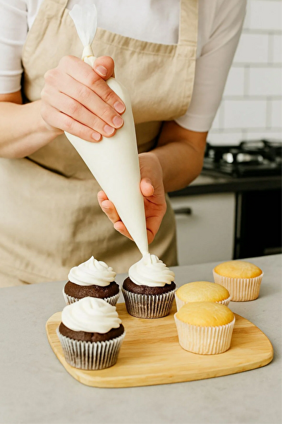 Kitchen Design Lab Pembe 45x65 CM Silikon Hamur Açma Matı Ve Kullan At Krema Torbası 2'li Set