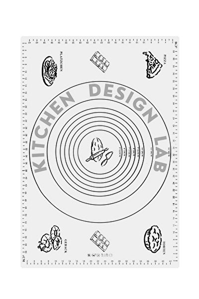 Kitchen Design Lab 1. Sınıf Fırın Pişirme Altlığı Beyaz Ölçülü Hamur Açma Matı 45x65 CM Bambu Saplı Silikon Merdane