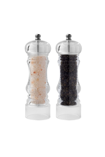 Mithra Life MIT1256 2’li Küçük Boy 14 CM Akrilik Şeffaf Tuz Karabiber Öğütücü