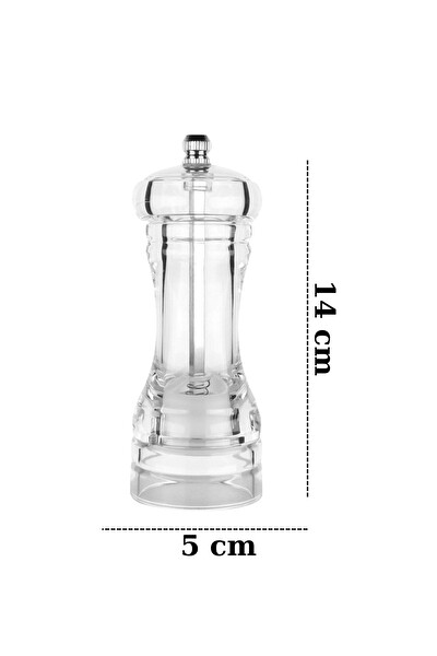 Mithra Life MIT1256 2’li Küçük Boy 14 CM Akrilik Şeffaf Tuz Karabiber Öğütücü
