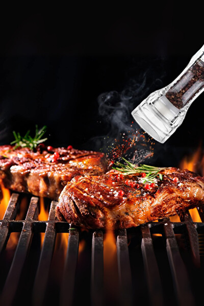 Mithra Life MIT1256 2’li Küçük Boy 14 CM Akrilik Şeffaf Tuz Karabiber Öğütücü