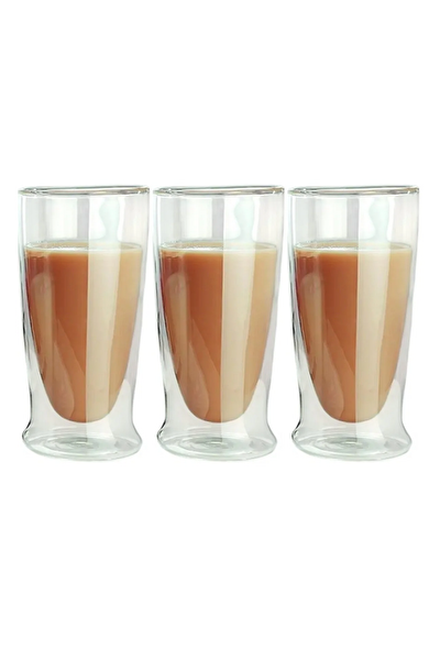 Kitchen Design Lab 2323 Çift Cidarlı Uzun Cam Bardak 350 ML 3 Adet