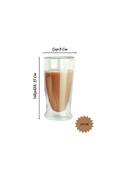 Kitchen Design Lab 2323 Çift Cidarlı Uzun Cam Bardak 350 ML 2 Adet