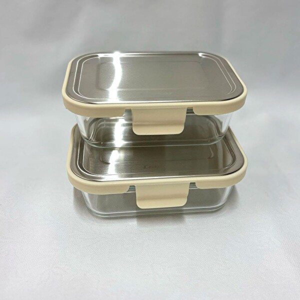 Cooker CKR3487 640 ML Krem Cam Saklama Kabı - 2 Adet