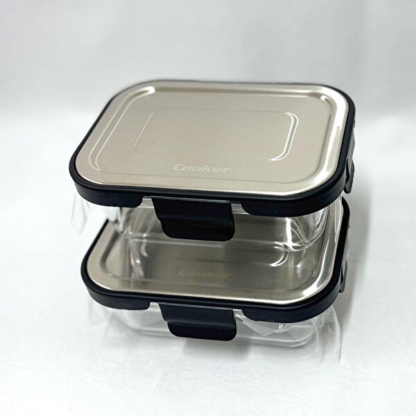 Cooker CKR3486 370 ML Siyah Cam Saklama Kabı - 2 Adet