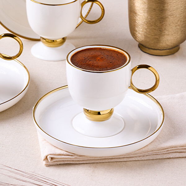 Aryıldız Margaux Gold 12 Parça 6 Kişilik Türk Kahve Fincanı