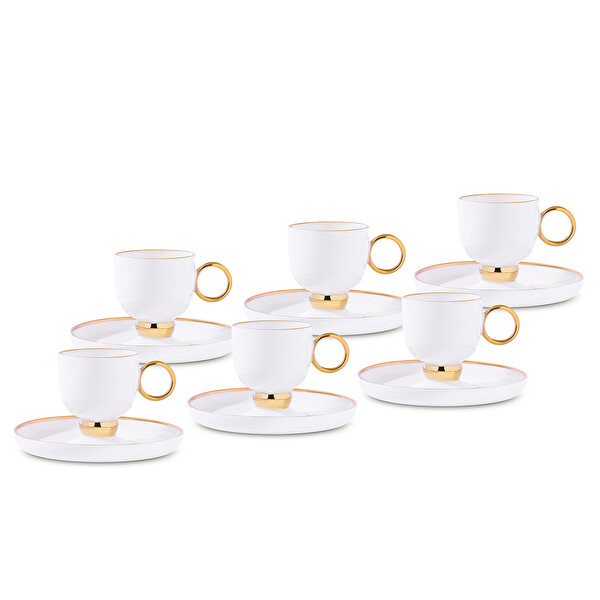 Aryıldız Margaux Gold 12 Parça 6 Kişilik Türk Kahve Fincanı