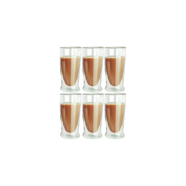 Kitchen Design Lab 2323 350 ML 6 Adet Çift Cidarlı Uzun Cam Kokteyl Meşrubat Bardağı