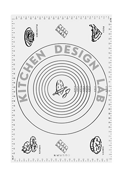 Kitchen Design Lab Beyaz 45x65 CM Silikon Hamur Açma Matı ve Paslanmaz Çelik Ahşap Saplı Hamur Şekillendirici Spatula