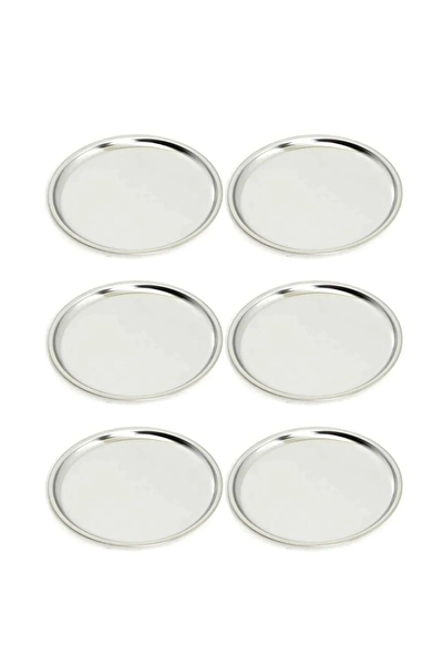 Kitchen Design Lab 27 CM Paslanmaz Çelik Yuvarlak Servis Tabağı 6 Adet