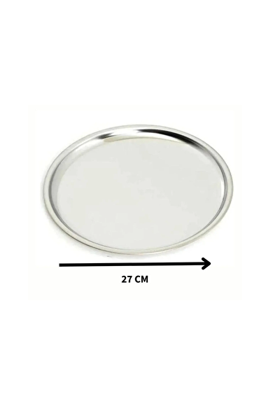 Kitchen Design Lab Paslanmaz Çelik 4 Adet 27 CM 4 Adet Yuvarlak Servis Tabağı