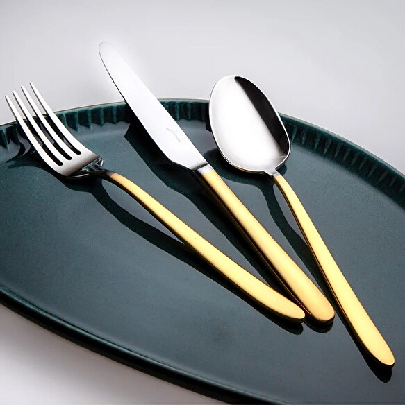 Jumbo 500.01.01.5927 9400 Mat Altın 84 Parça 12 Kişilik Çatal Kaşık Bıçak Takımı