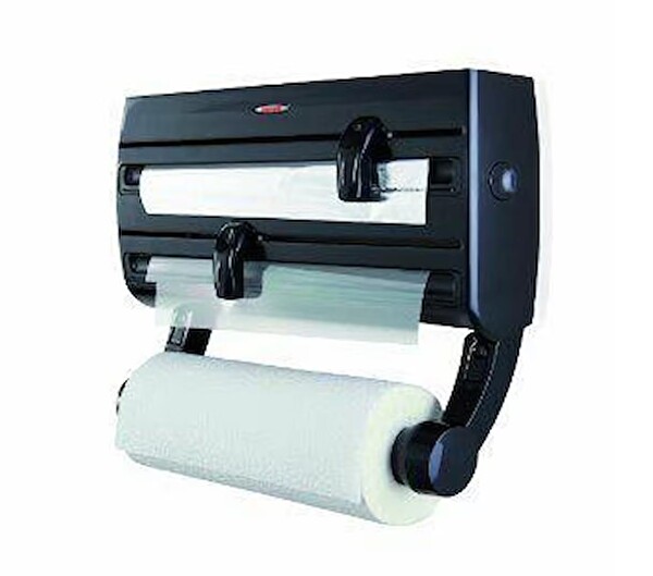 Leifheit LFH25777 Parat F2 Duvara Monte Siyah Rulo Streç ve Havlu Tutucu