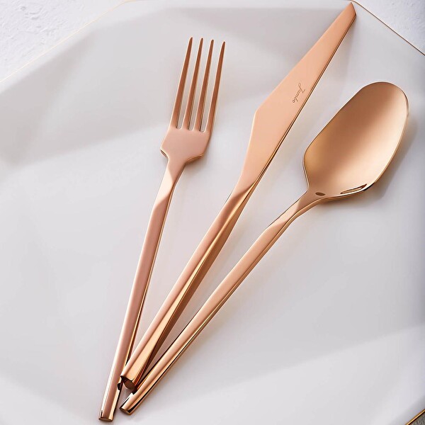 Jumbo 500.01.01.6705 5100 Quartz Titanyum Bronz Çatal Kaşık Bıçak SET 84 Parça 12 Kişilik