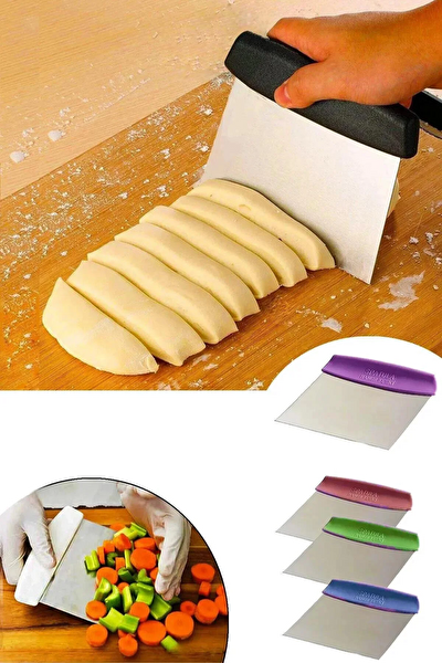 Kitchen Design Lab Mor Silikon Ölçülü Çok Amaçlı Hamur Açma Matı 45 CM x 65 CM Çelik Un Eleği ve Çelik Hamur Kesici