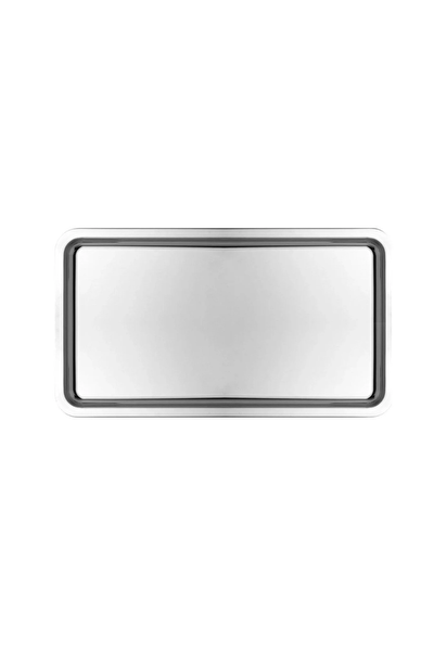 Kitchen Design Lab Paslanmaz Çelik Gümüş Renk Dikdörtgen Geniş Metal Düz Sunum Tepsisi 2 Adet