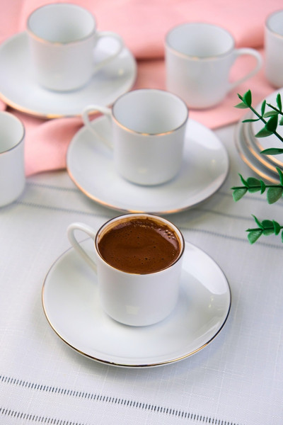 Tabak Evi Porselen Rose Altın Yaldız Kahve Fincan Takımı 70cc 6 Kişilik 12 Parça