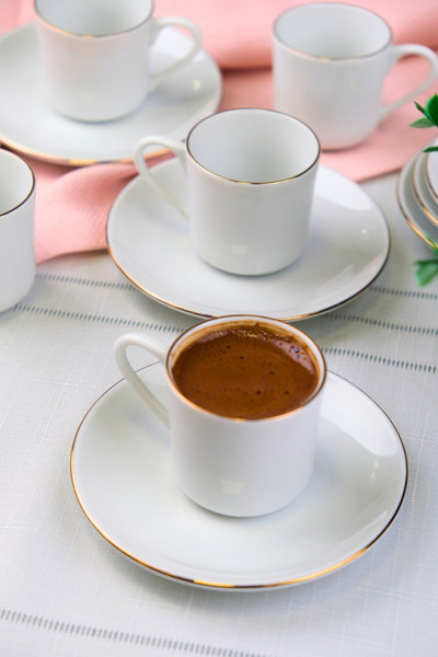 Tabak Evi Porselen Rose Altın Yaldız Kahve Fincan Takımı 70cc 6 Kişilik 12 Parça