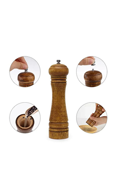 Kitchen Design Lab Bambu Gövdeli Ahşap Baharat Öğütücüsü Büyük Boy 27 CM - 2 Adet