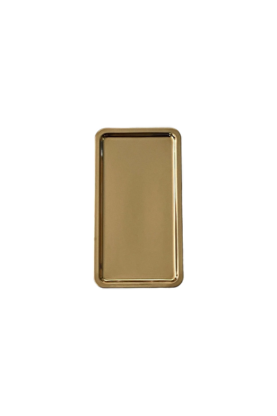 Kitchen Design Lab Paslanmaz Çelik Gold Renk Dikdörtgen Metal Düz Sunum Tepsisi 4 Adet