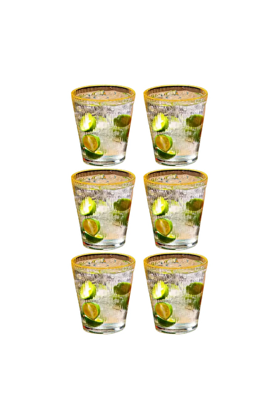 Kitchen Design Lab Yeni Tasarım Cam Çizgili Meşrubat Bardağı 300 ML - 6 Adet