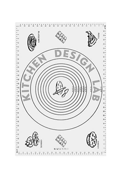 Kitchen Design Lab Beyaz Silikon Ölçülü Çok Amaçlı Hamur Açma Matı 45 CM X 65 CM Ve Çelik Un Eleği